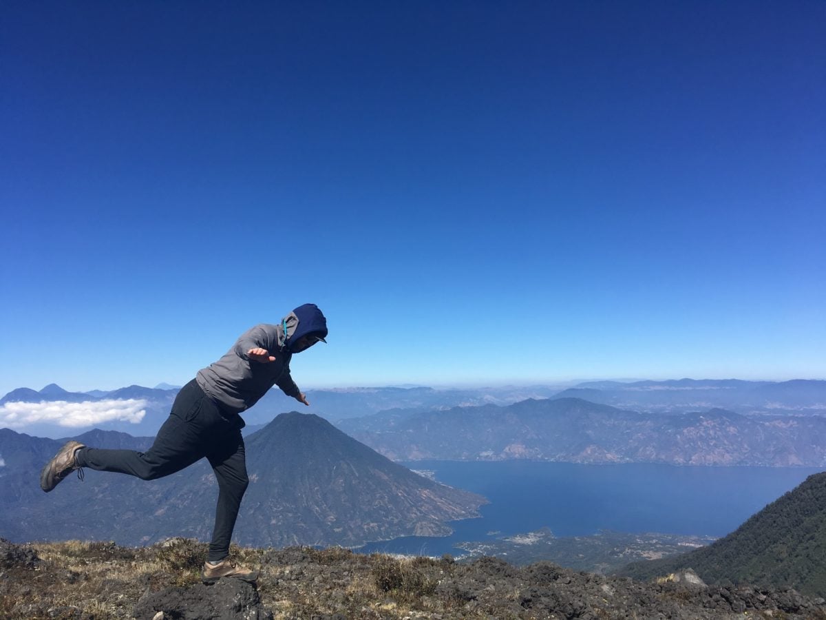 Person at the top of Volcan Atitlan