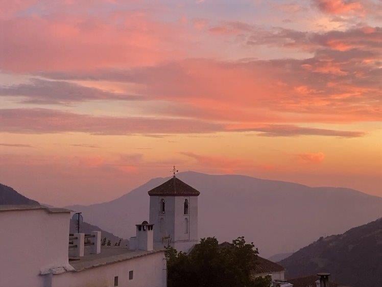 Church spire at sunrise