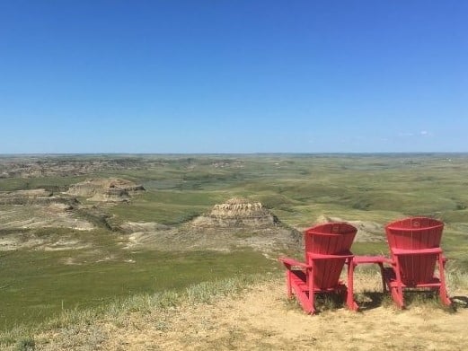 Red chairs and the prairie