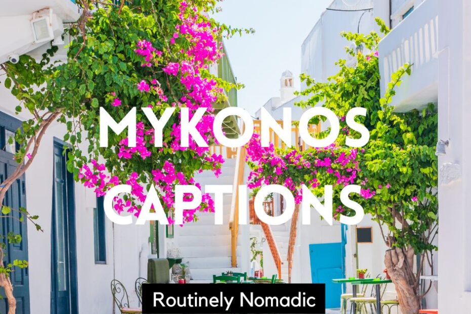 Street with Instagram captions for Mykonos