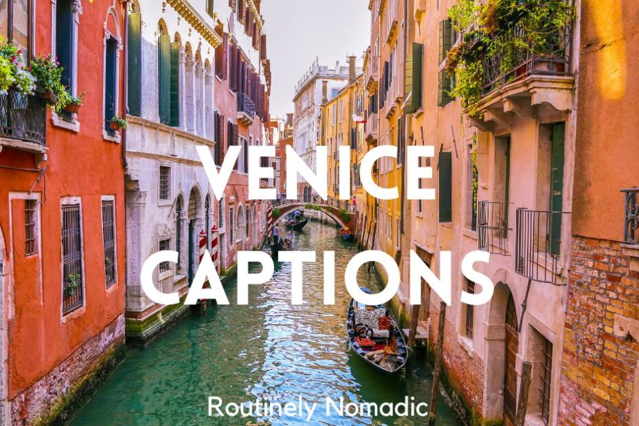 Canal with Instagram captions for Venice