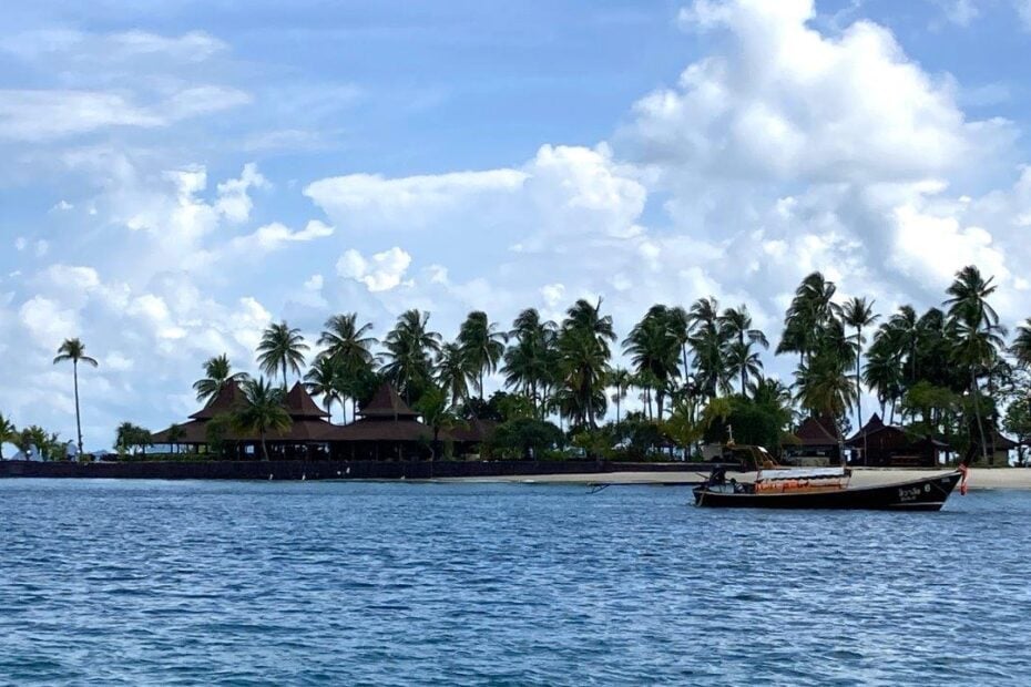 Sandy point with palm trees on Koh Mook