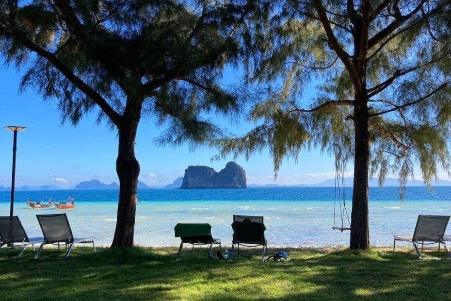 Loungers on a beach on Koh Ngai in Thailand