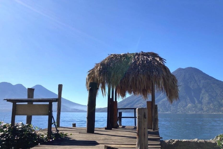 Small palapa on a dock on Lake Atitlan