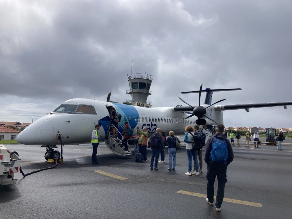 Passengers boarding an Azores Air flight