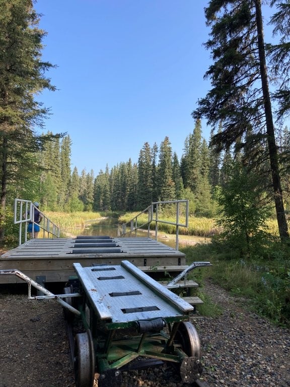 Trolley for transporting boats to Kingsmere Lake in Prince Albert National Park