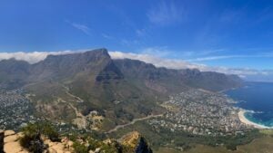 Panoramic view of Table Mountain and the Cape Town coast