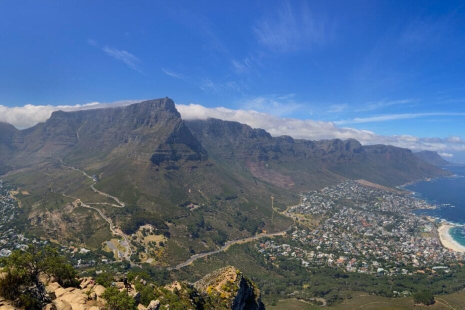 Panoramic view of Table Mountain and the Cape Town coast