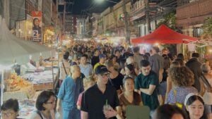 Crowd of people at one of the Chiang Mai markets