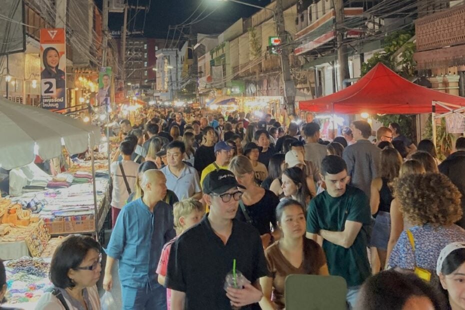 Crowd of people at one of the Chiang Mai markets