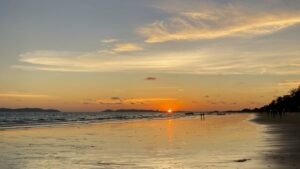 Orange sunset over a beach