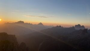Dolomite mountains at sunset