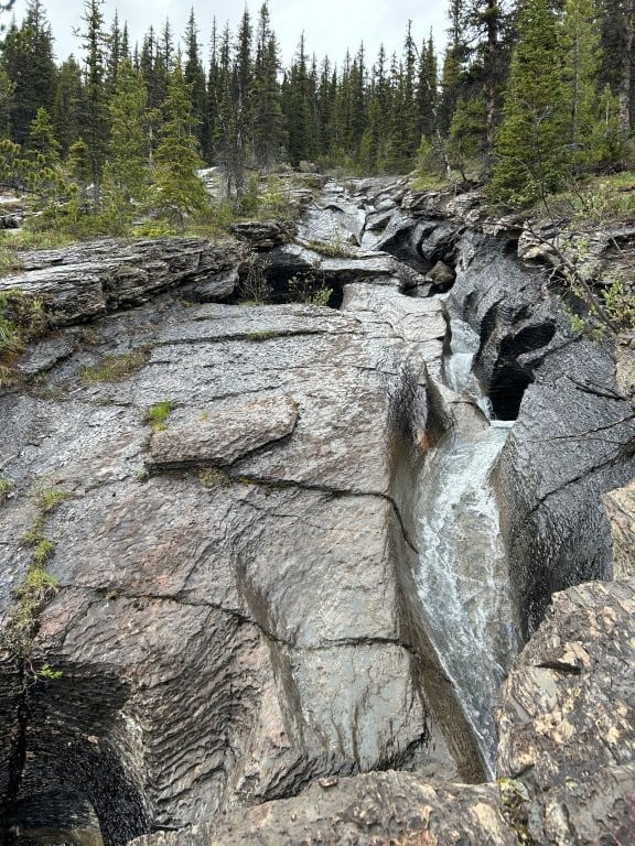 Narrow rocky waterfall