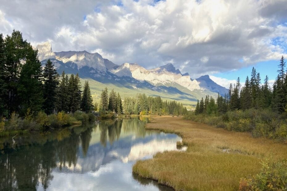 Calm river with mountain reflections