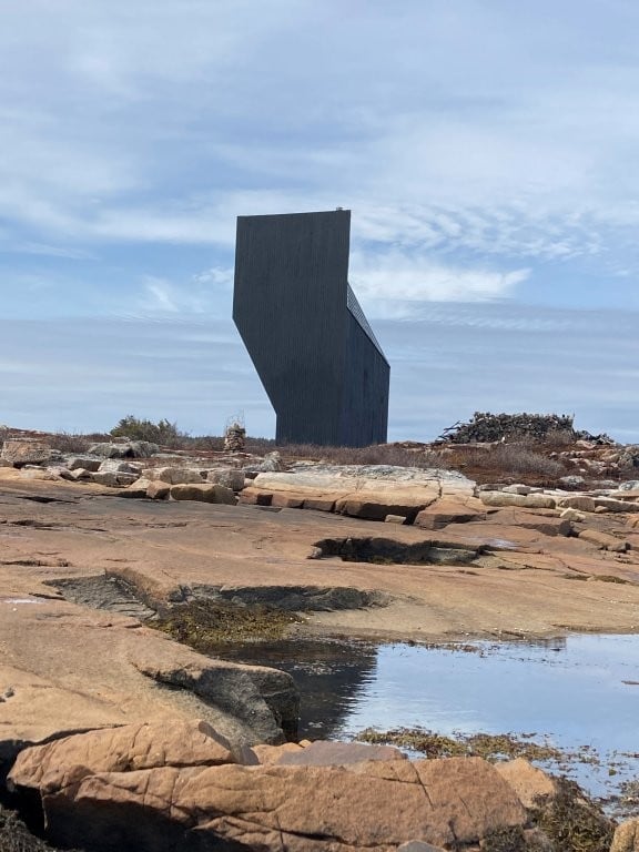 Oddly shaped artist retreat on rocky island