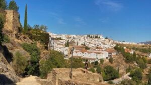 White village and ancient ruins