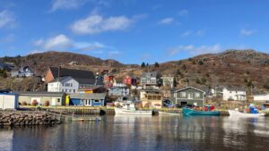 Colourful village on the bay