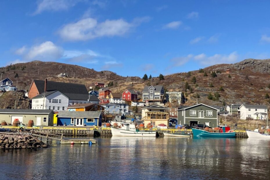 Colourful village on the bay