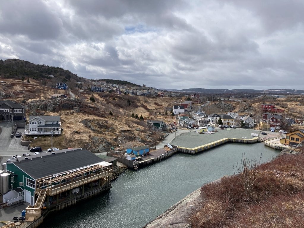 Small bay surrounded by colourful buildings