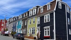 Brightly coloured houses in St Johns Newfoundland
