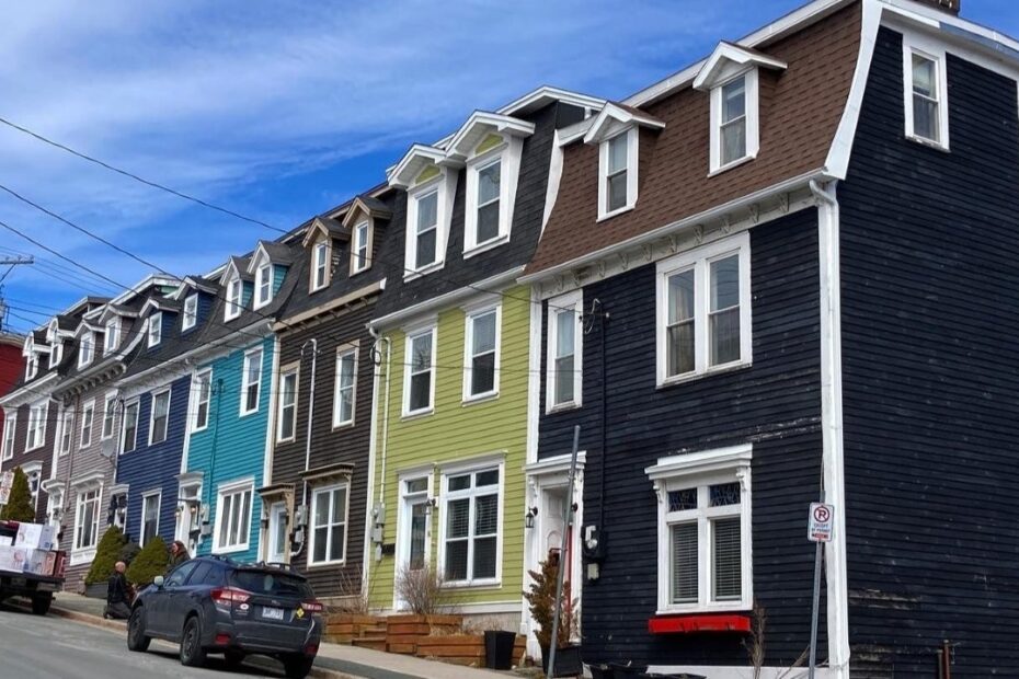 Brightly coloured houses in St Johns Newfoundland