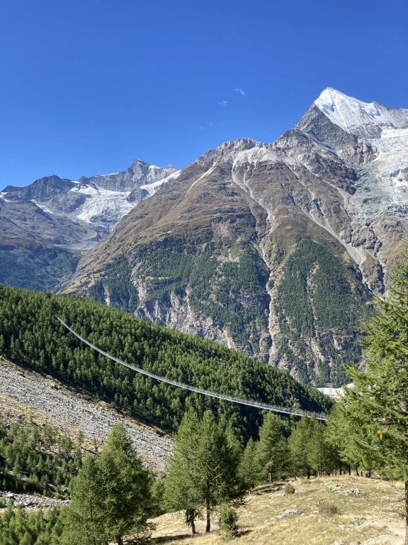 Suspension bridge in the mountains