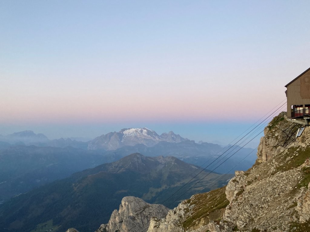 Mountain cable car with mountain background
