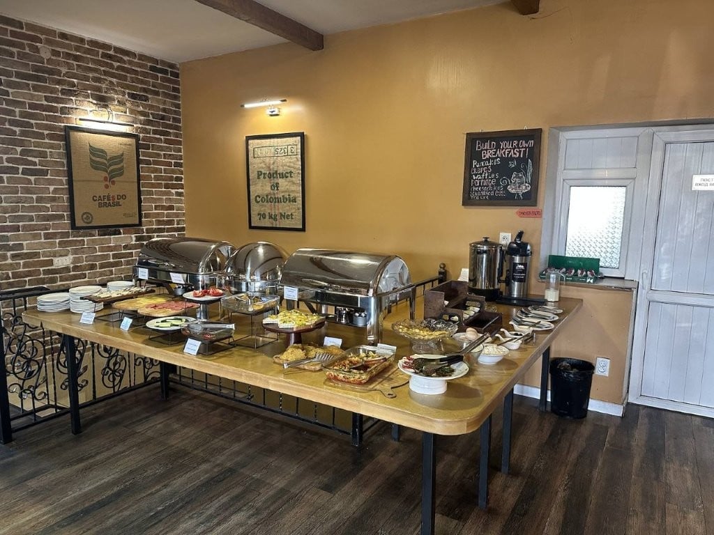 Breakfast buffet at Madanur Hotel in Karakol Kyrgyzstan