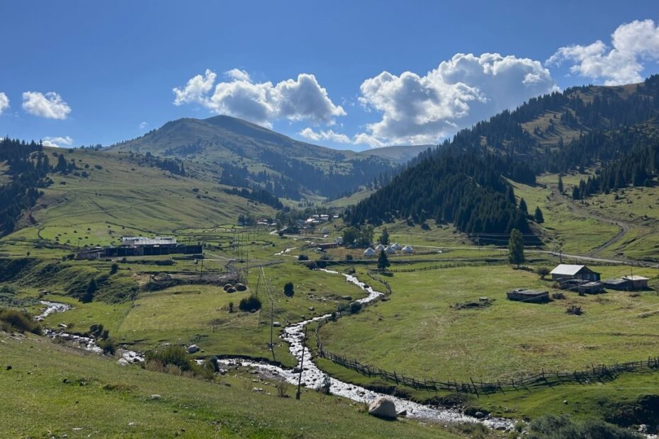 Green hills and small stream