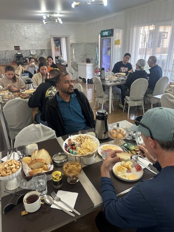 People eating lunch in a restaurant